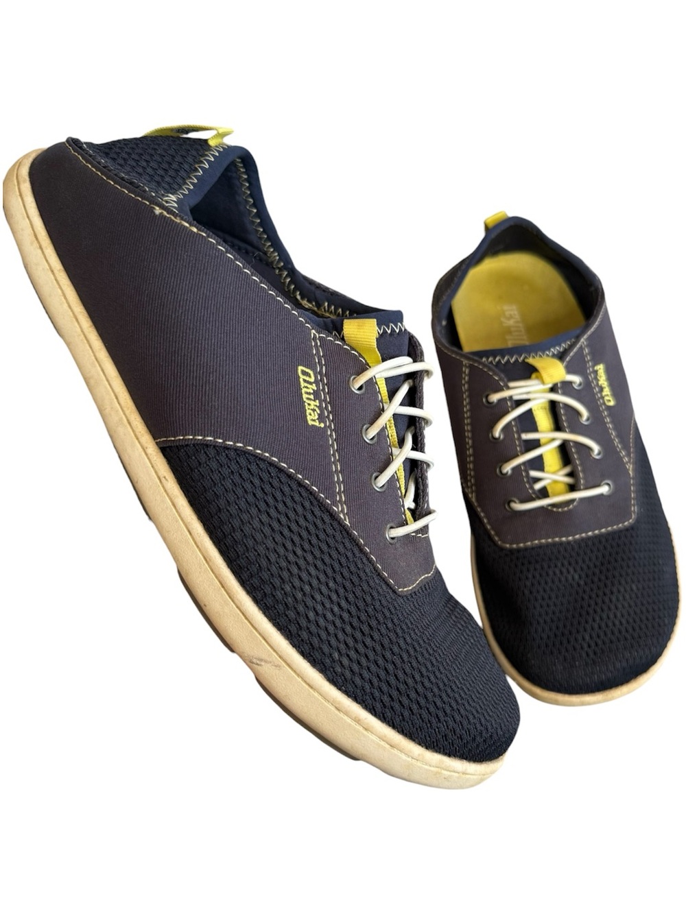 OLUKAI Nohea Moku Boys Youth Size 5 Navy Mesh Boat Shoes Sneaker Comfort - Picture 2 of 8